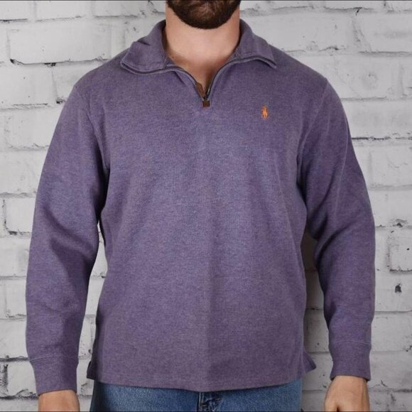 Ralph Lauren Polo Light Purple Quarter Zip Neck Pullover Sweater XL - Picture 4 of 4